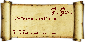 Fórizs Zsófia névjegykártya