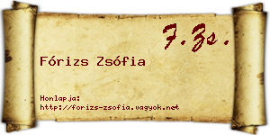 Fórizs Zsófia névjegykártya